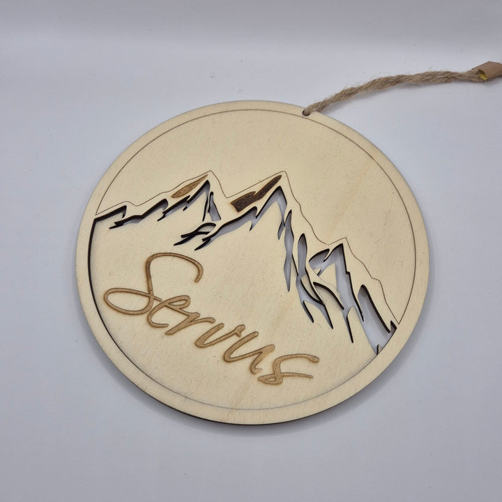 Holzschild "Servus"