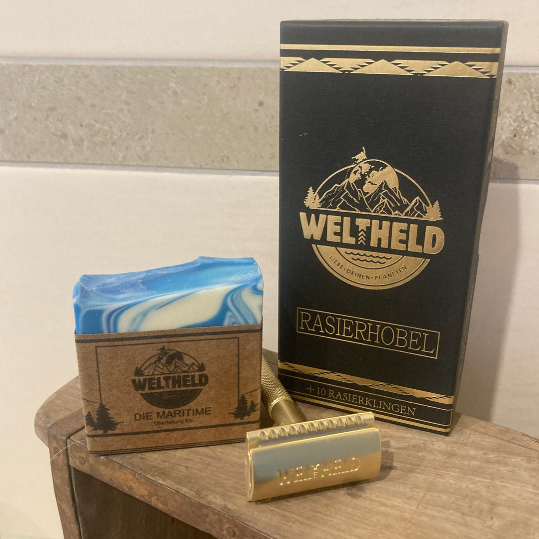 Rasierhobel & Naturseife im Set