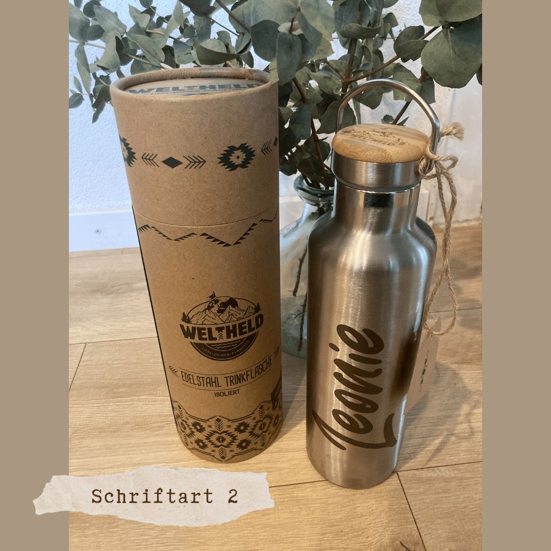 Trinkflasche Edelstahl 750ml | extra stark isoliert | individuelle Gravur möglich