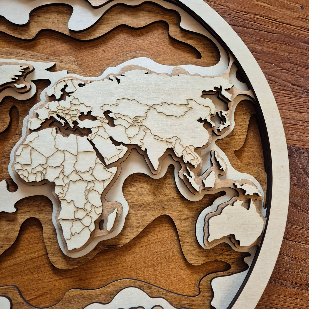 3D Weltkugel aus Holz