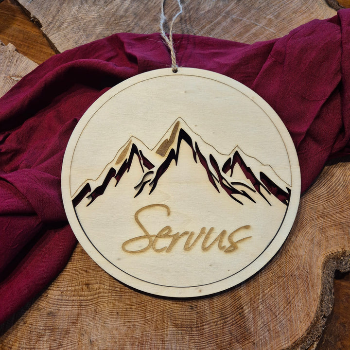 Holzschild "Servus"